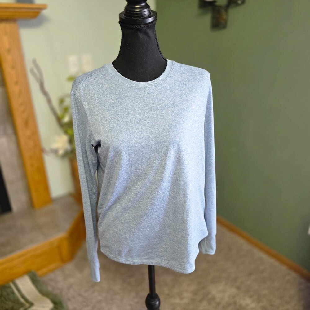 Athleta Girl Crewneck Long Sleeve Top Blue Thumbhole Pullover - Picture 2 of 4